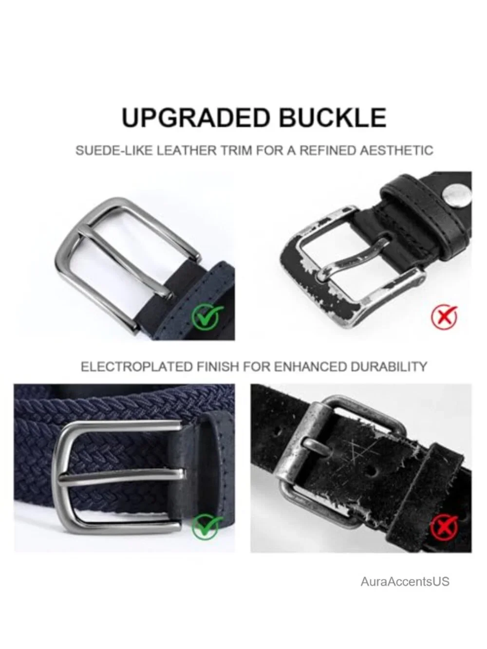 Men's Elastic Woven Belt Stretch Web Casual Braided for Golf Jeans Shorts Pants